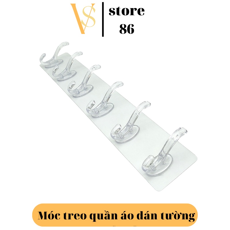Móc Dán Tường 6 Móc Thanh Dài(Nhựa Trong/Hoạ Tiết 3D