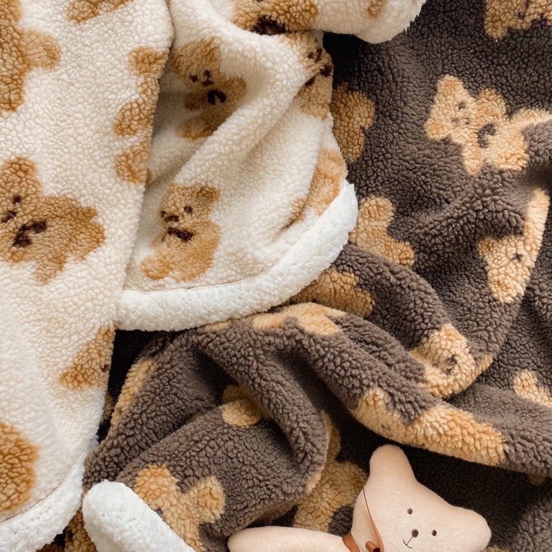 Chăn Cừu Gấu Teddy, Chăn Đơn mini size 1m5x2m dễ thương,ấm áp.