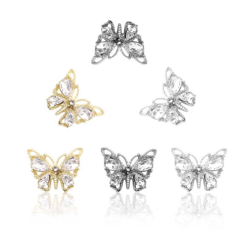 Phụ Kiện Trang Trí Móng Tay Hình Bướm Bằng Hợp Kim Đính Đá Xinh Xắn
