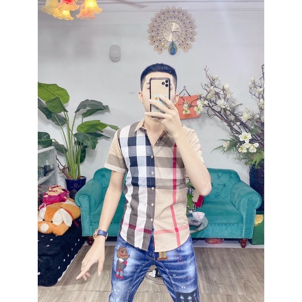 Áo sơ mi nam kẻ ngắn tay bbr, hàng cao cấp | BigBuy360 - bigbuy360.vn