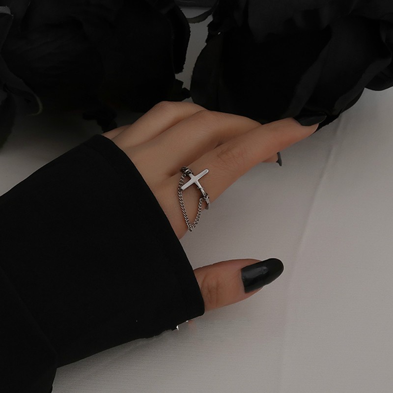 Nhẫn Kim Loại Mặt Hình Thánh Giá Phong Cách Hiphop