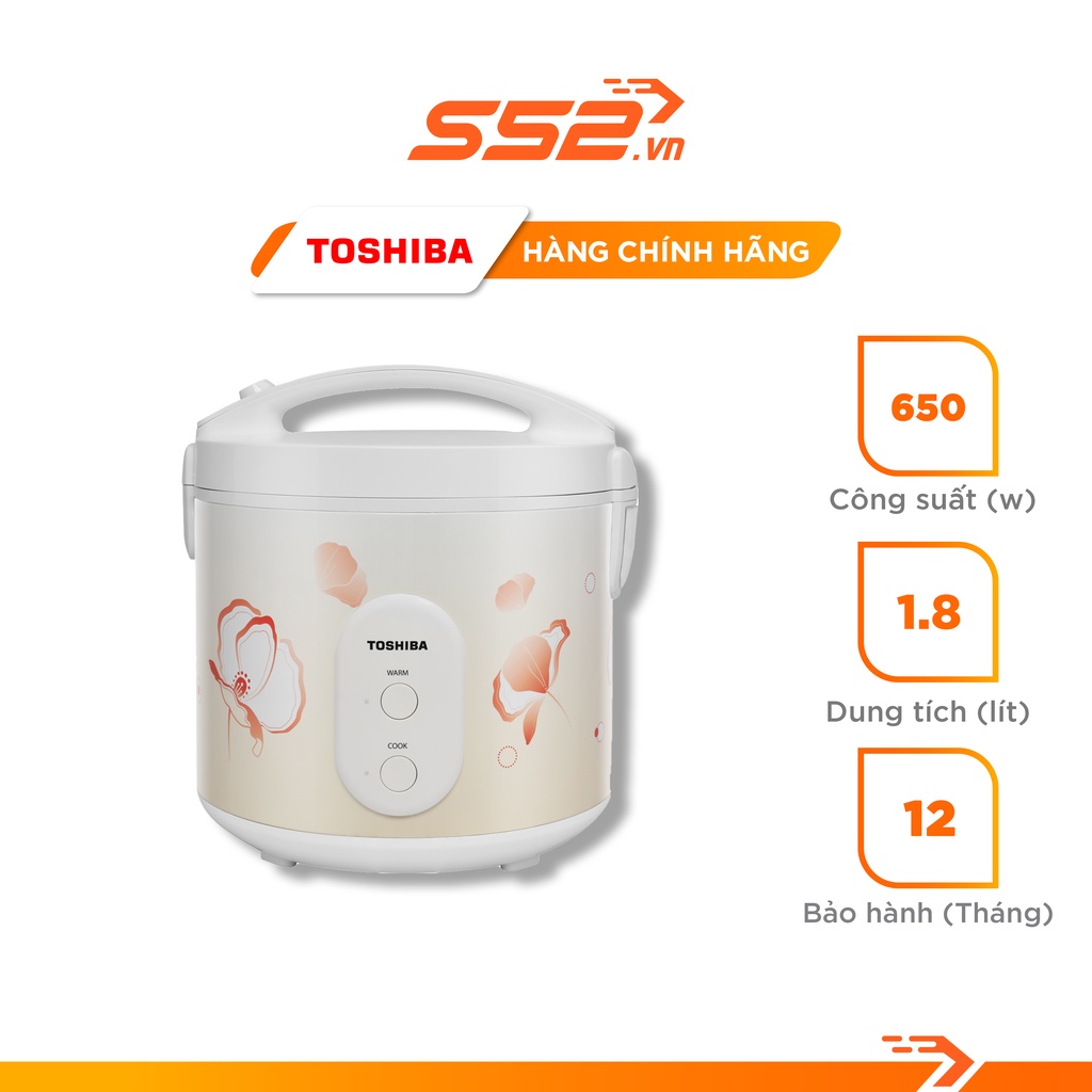 [Mã ELHADEV giảm 4% đơn 300K] Nồi Cơm Điện Toshiba RC-18JE2VN(O) 1.8 Lít - Bảo Hành Chính Hãng