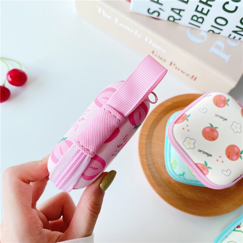 Túi Đựng Tiền Xu/ Cáp Sạc/ Tai Nghe Hình Vuông mini Hình Chú Gấu Hoạt Hình Bằng Silicon 3C