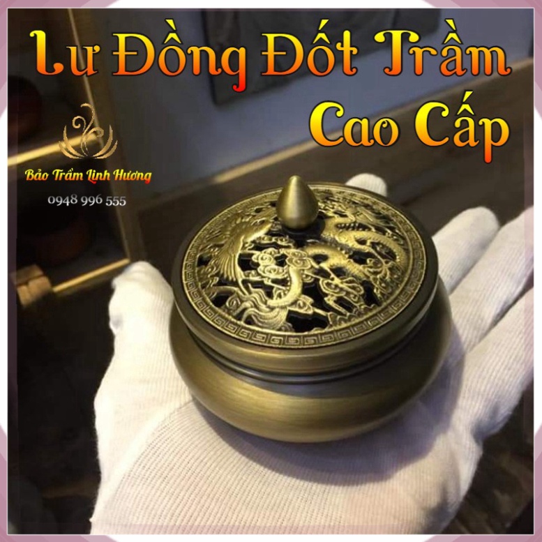 Lư Xông Trầm Hương - Đỉnh Đốt Nhang Bằng Đồng Đúc Nguyên Khối Cao Cấp Thiết Kế Tinh Xảo Kèm Lót Bông Chống Cháy tam_huon