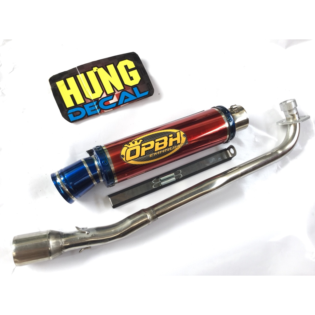 Bộ pô OBPH ĐỎ FULL CỔ INOX THẲNG WAVE, SI, CUP, DREAM, EXCITER, WINER, SONIC, RAIDER FI, SATRIA, GSX