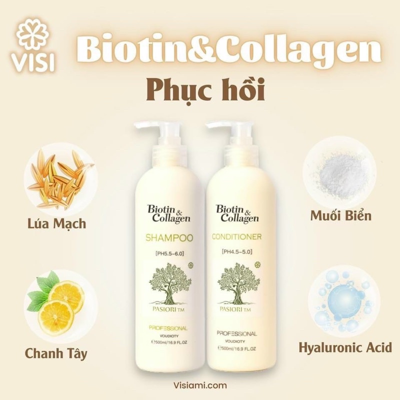 Cặp dầu gội Biotin Collagen