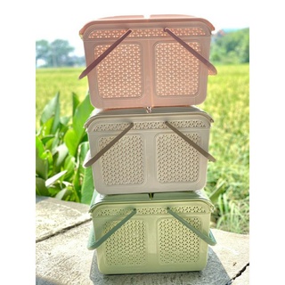 Làn Đi Sinh / Làn giỏ nhựa đựng đồ đi sinh có nắp và quai xách nhựa Việt Nhật