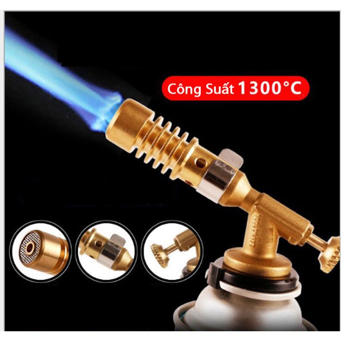 Đèn khò gas mini đồng nguyên khối có vòng điều chỉnh oxy tiện lợi,độ bền cao - dụng cụ khò lửa sử dụng an toàn