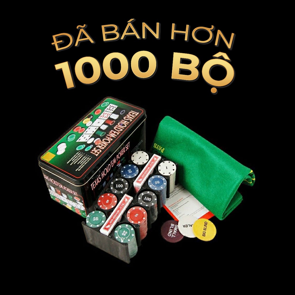 Bộ 200 chip poker có số (phỉnh poker) kèm thảm hàng nhập khẩu P04 ( có ảnh thật )