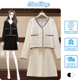 Set bộ nữ 🦋FREESHIP🦋 Áo cardigan nữ kết hợp chân váy ngắn sang trọng xinh đẹp - Maoshop