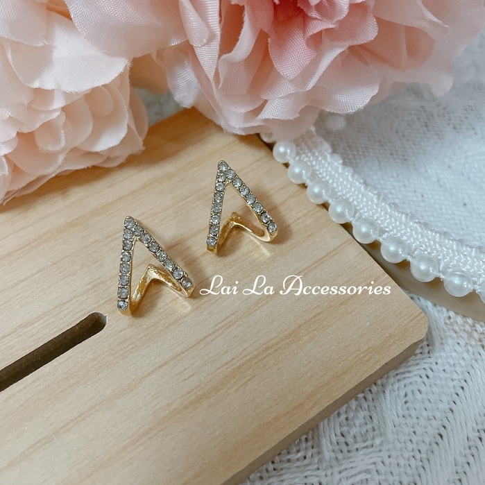 Bông tai nữ, khuyên tai mạ bạc 925 thiết kế đơn giản đính đá thời trang Lại La