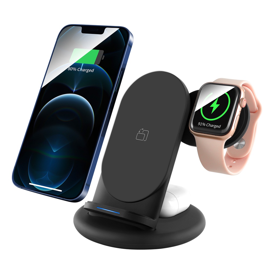 Đế Sạc Không Dây 3 Trong 1 Cho Đồng Hồ Thông Minh AirPods Samsung Và Phụ Kiện