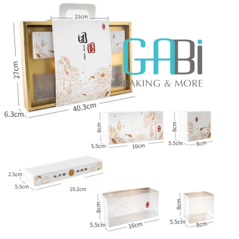 Hộp đựng 8 bánh trung thu 50-75g sen trắng có quai xách