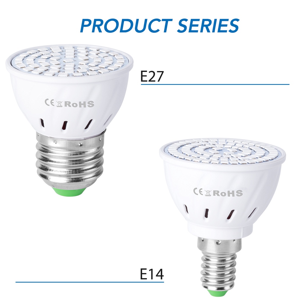 Bóng Đèn LED Trồng Cây E27 220V E14 MR16 GU10 48 60 80led