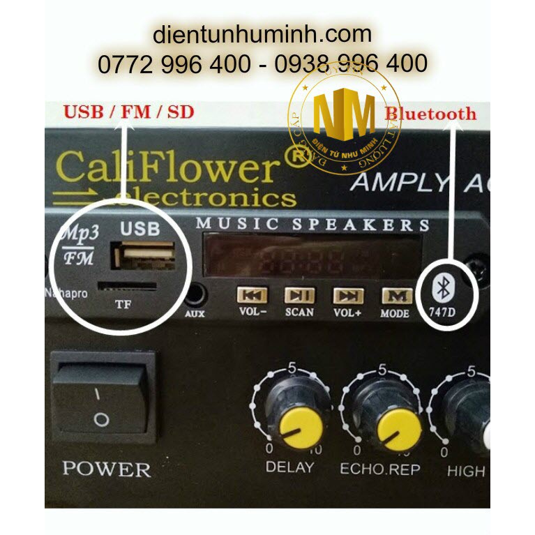 Ampli mini DC12V Có BLUETOOTH USB Califlower BX-2277