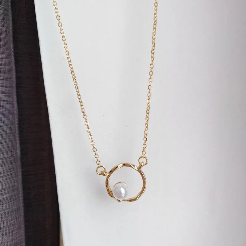 Vòng cổ Mivine mặt đính hạt ngọc trai nhân tạo xinh xắn PK14