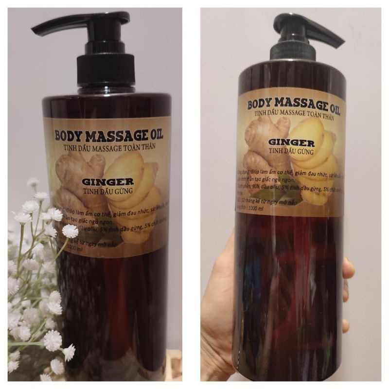 Dầu Massage Body Toàn Thân Làm Ấm Cơ Thể  Gừng 100% Thiên Nhiên Dùng Cho Mọi Loại Da