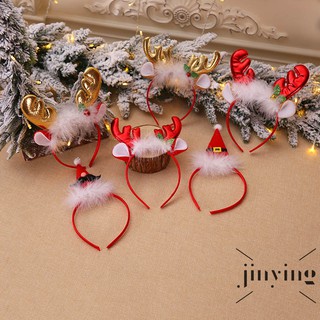 GETNOIVAS Cài tóc sừng hươu đính lông vũ có chuông cho dịp giáng sinh