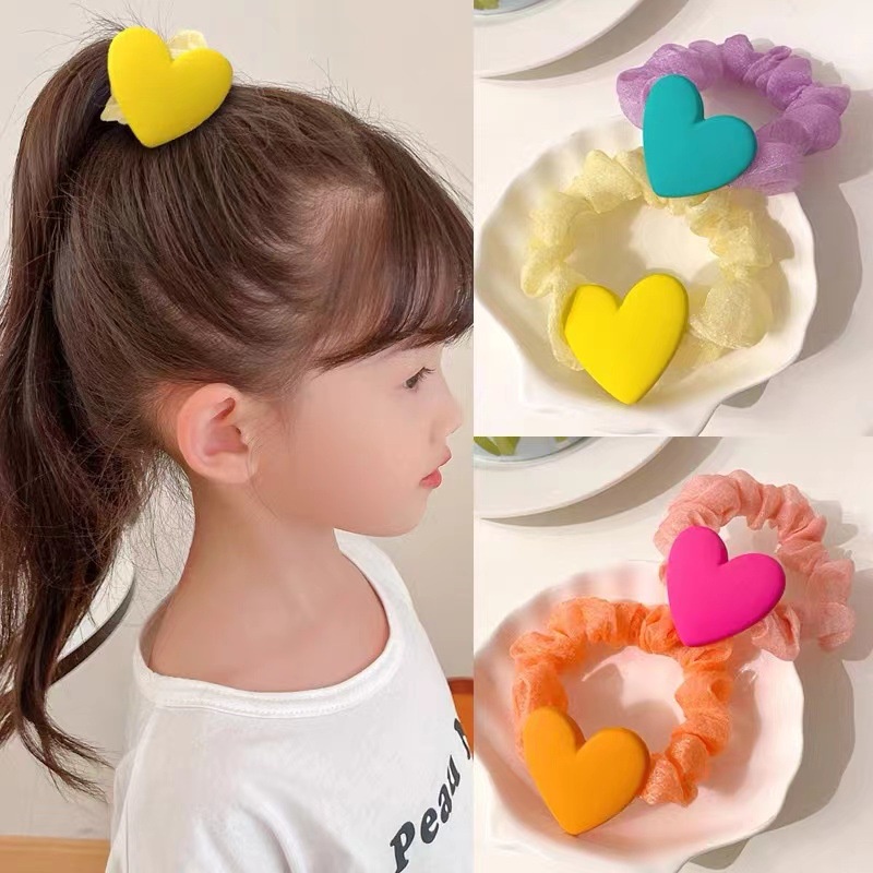 Dây Buộc Tóc Cao Su Bọc Vải Voan Màu Kẹo Ngọt Phong Cách Hàn Quốc Dễ Thương Dành Cho Bé Gái