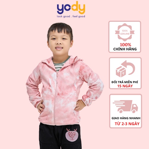 Áo Khoác Gió Kid YODY Thể Thao Phối Lưng Có Mũ Hai Lớp Chống Bụi Trượt Nước Ấm Áp An Toàn AKK4688