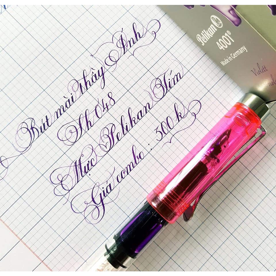 Bút mài thầy Ánh SH 048 Calligraphy - ngòi kim tinh lá tre, thanh đậm