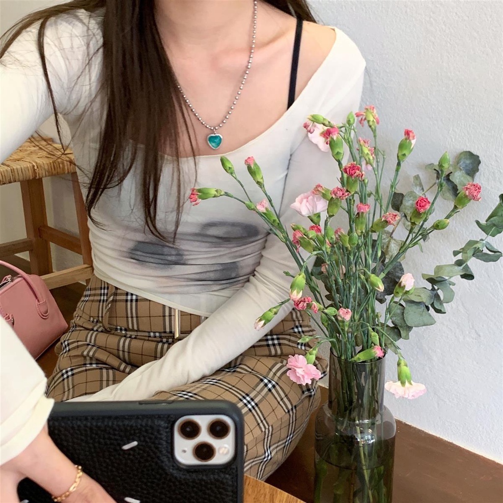 Áo Thun Lửng Tay Dài Nhuộm Màu Bảo Vệ Cho Nữ