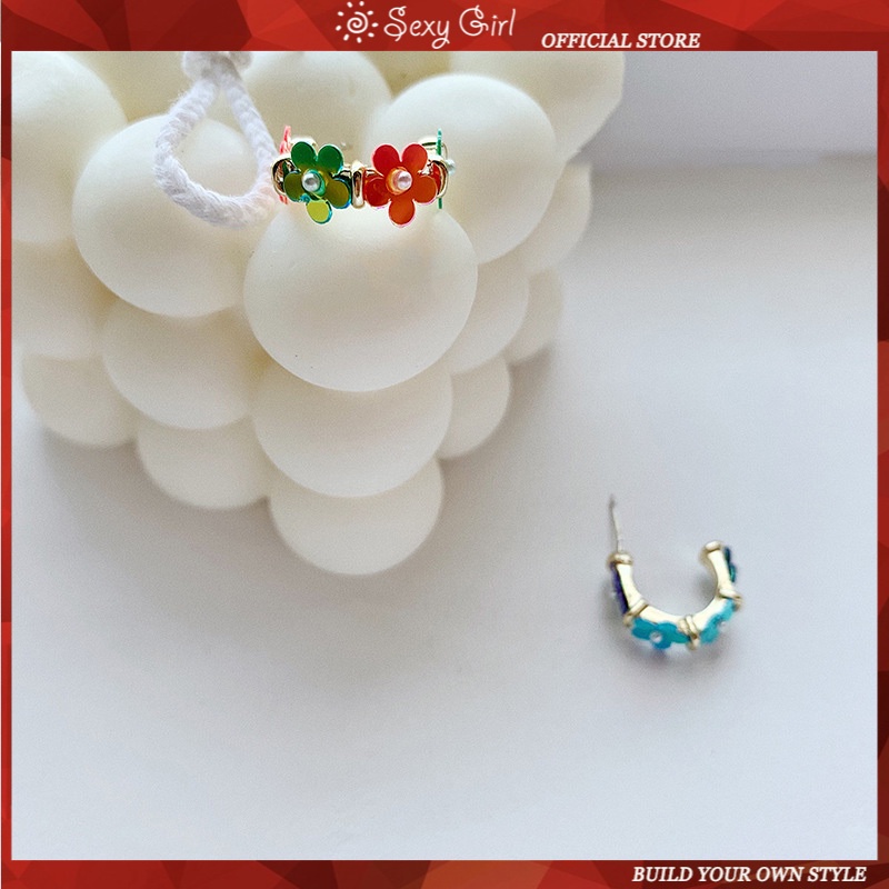 Khuyên Tai Kim Bạc S925 Họa Tiết Hoa Phong Cách Hàn Quốc Ngọt Ngào Cho Nữ