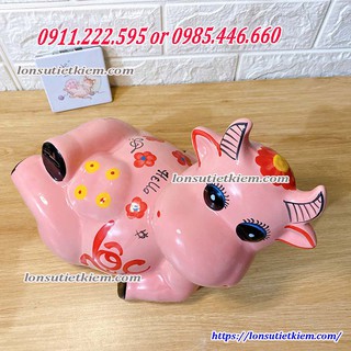 Heo đất tiết kiệm trâu sứ Bát Tràng