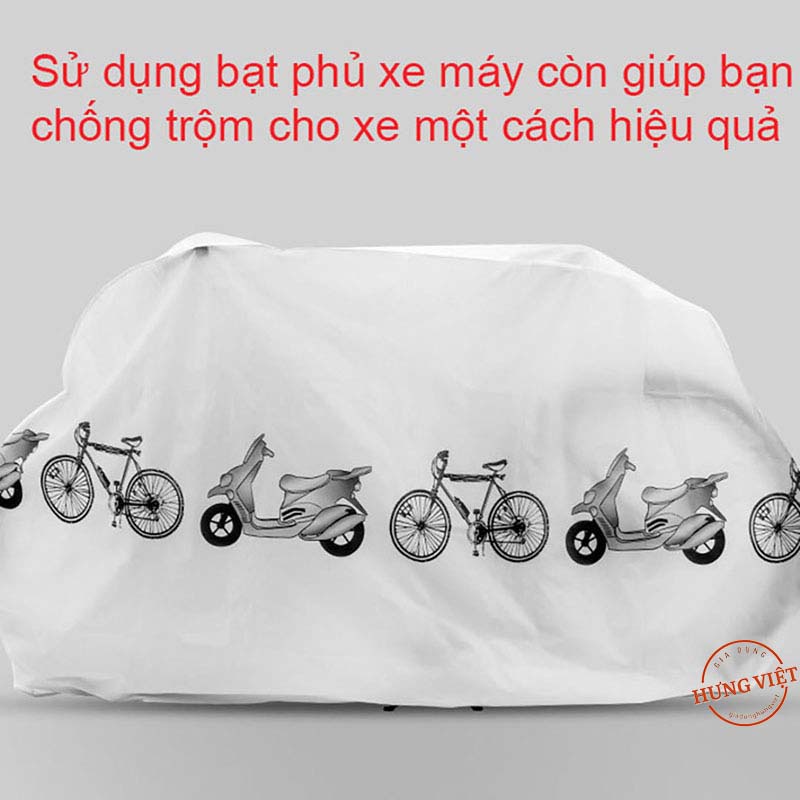 Trùm xe máy chống mưa nắng bụi bẩn, phủ toàn bộ xe [PHỦ XE MÁY]