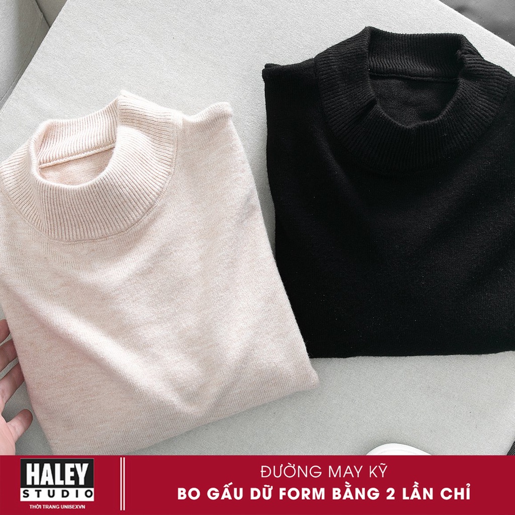 Áo Len Nam Cổ Gấp Dáng Tay Dài Cổ 1/2 Chất Len Hàn Quốc dày ấm Nguyên Tấm Haley Size 40-80kg đủ màu