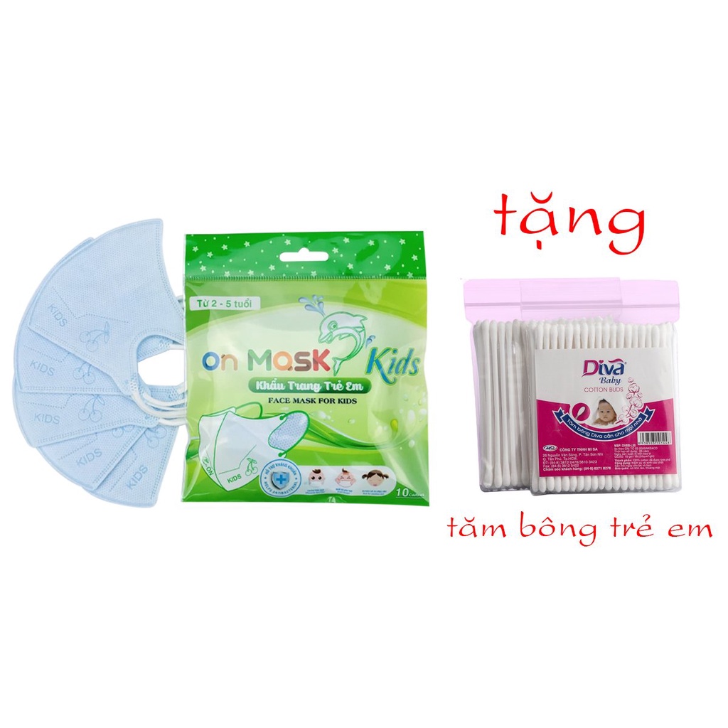 [Gói 10] Khẩu trang 3D trẻ em On Mask kháng khuẩn (3 lớp) - 3 Màu lựa chọn