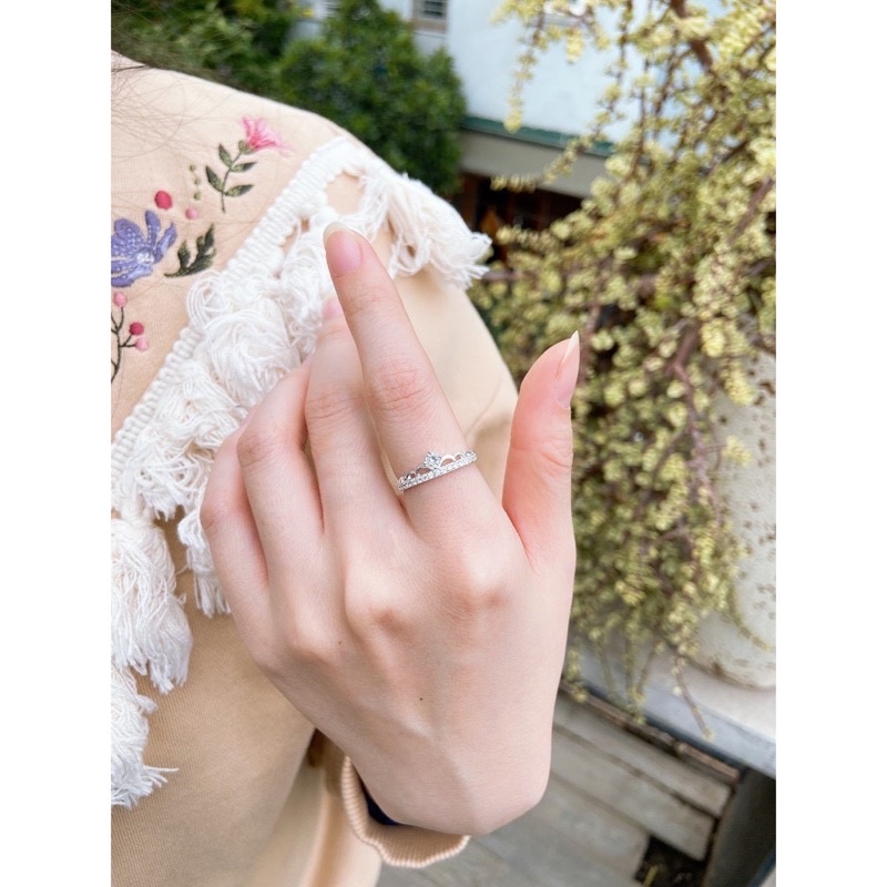 Nhẫn Bạc vương miện viền bèo nhỏ nhỏ xinh xinh, Bạc đẹp sáng lấp lánh hoạ tiết hài hoà tinh tế Mainomi Shop Bạc Xinh