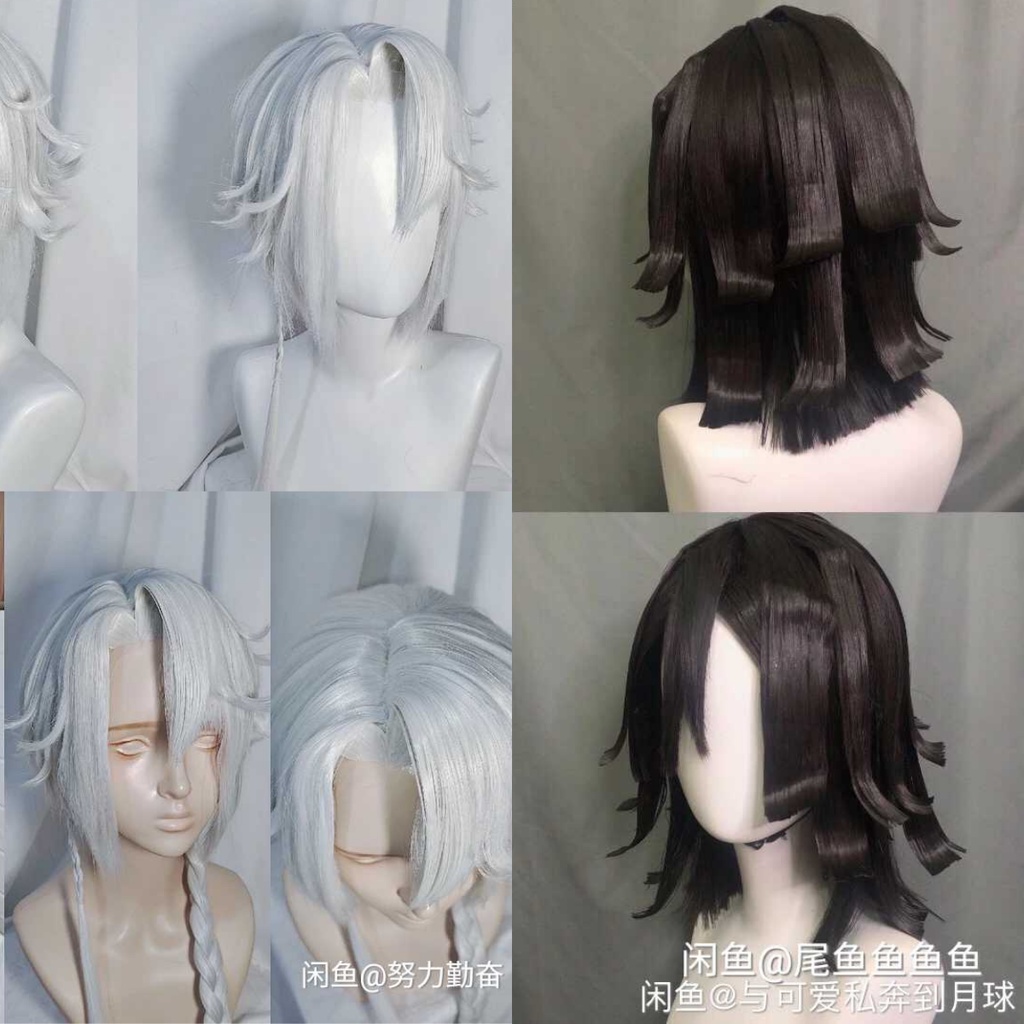 Wig/tóc giả cơ bản 80cm cosplay màu trắng bạc xám đen nâu xanh tím
