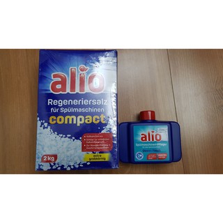Combo sản phẩm Muối Alio 2kg + nước vệ sinh Alio 250ml máy rửa bát