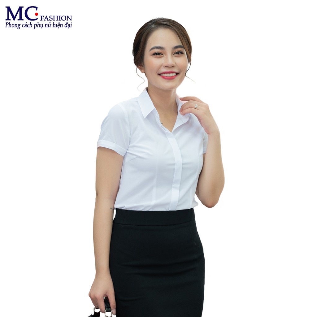 Sơ mi nữ trắng ngắn tay mc fashion a0068