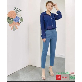 Quần baggy nữ, quần công sở mango lên form tôn dáng