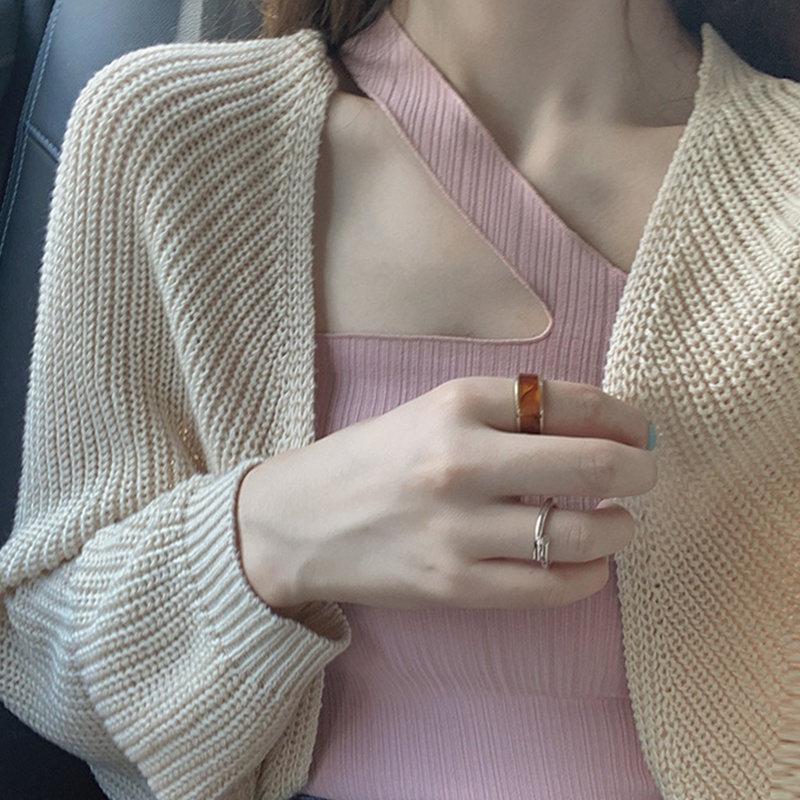 Áo Khoác Cardigan Dệt Kim Tay Cánh Dơi Phong Cách Hàn Quốc