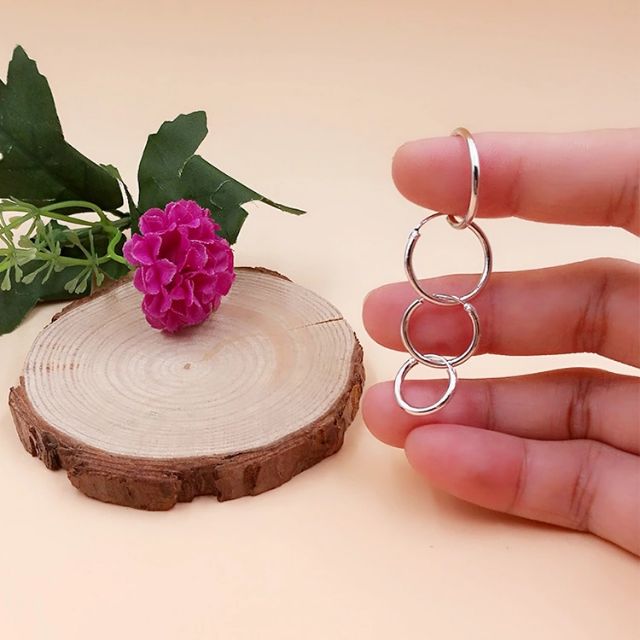 Bông tai mạ bạc khoen tròn đơn giản
