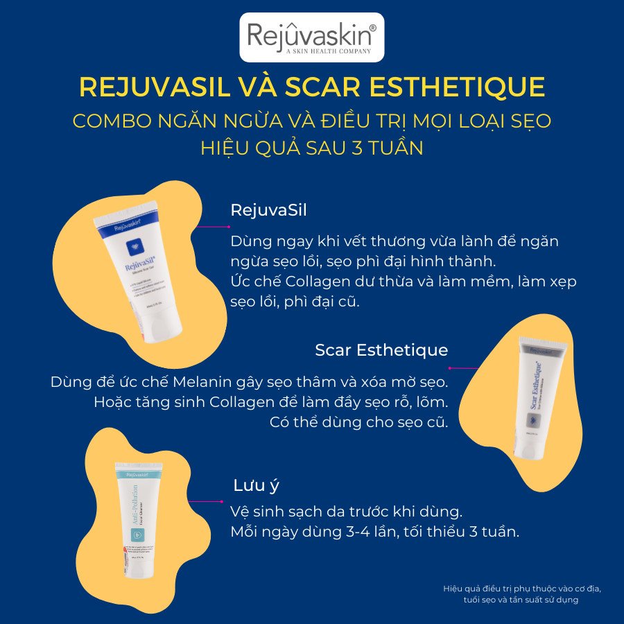 Combo chăm sóc da Rejuvaskin ngăn ngừa và xoá bỏ mọi loại sẹo 30ml x 60ml