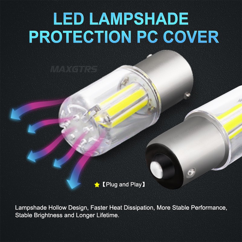 Set 2 bóng đèn MAXGTRS DRL tín hiệu đuôi xe hơi 1156 LED BA15S P21W S25 1157 BAY15D 12V 6000K tiện lợi