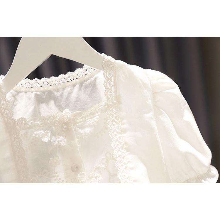 Áo Sơ Mi Cotton Tay Ngắn Phong Cách Nhật Hàn Thời Trang Mùa Hè Mới 2022 Cho Bé Gái 1-6 Tuổi