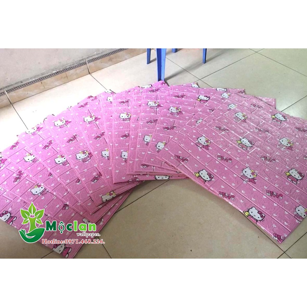 Xốp dán tường 3d trẻ em doremon và hello kitty Siêu Dễ Thương. KT 70cm x 77cm. | BigBuy360 - bigbuy360.vn