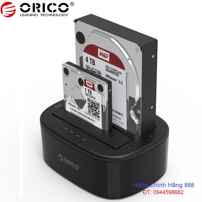 HDD Docking đế cắm ổ cứng đôi USB 3.0 Orico 6228US3 ( 2 khe cắm ) dùng cho HDD 2.5'', 3.5'' và SSD 2.5 inch