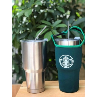 Cốc giữ nhiệt STARBUCKS thái lan 900ml chống trào- Tặng kèm full bộ