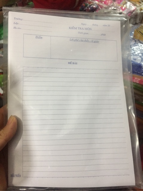 Túi giấy kiểm tra kẻ ngang cấp 2