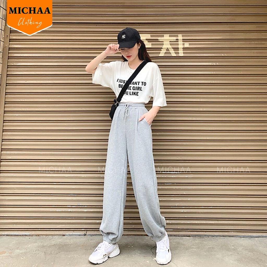 Quần Nỉ JOGGER TRƠN Nữ Basic, Quần Nỉ Da Cá Ống Boom Unisex 2 Màu Siêu Hot MICHAA