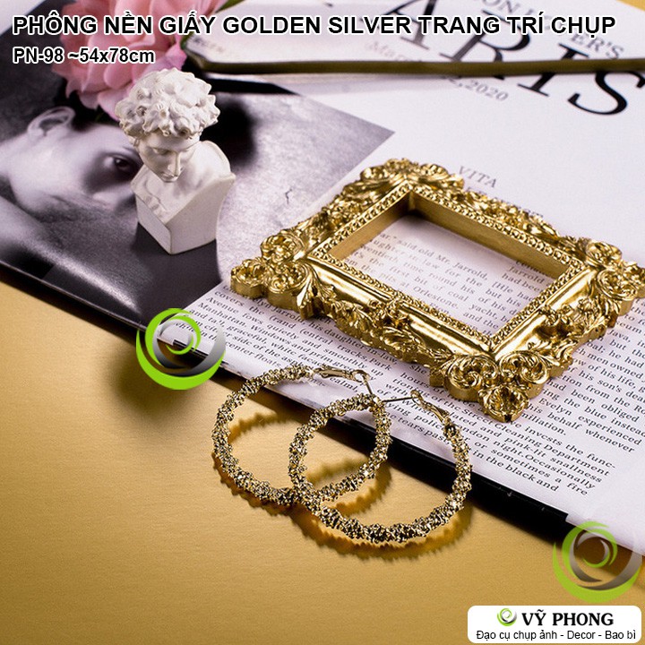 PHÔNG NỀN GIẤY MÀU VÀNG BẠC GOLDEN SILVER TRANG TRÍ CHỤP SẢN PHẨM CAO CẤP LUXURY ĐẠO CỤ CHỤP HÌNH INS PN-98