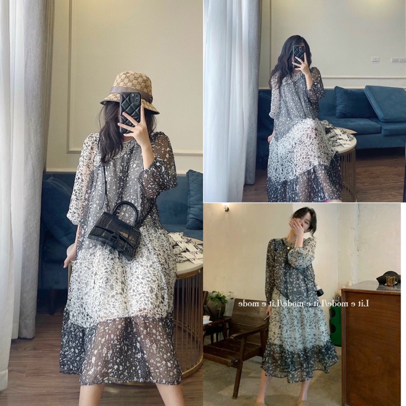 [DAQUY20]Váy Vintage hoa nhí hai lớp nhẹ nhàng tặng kèm quà🌸FREESHIP🌸Váy Vintage hoa nhí hai lớp phong cách Hàn Quốc hot