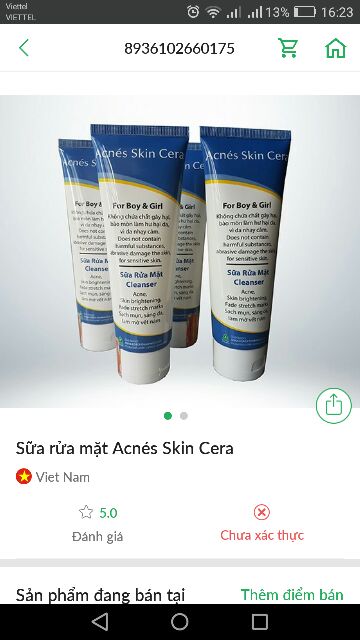 Sữa rửa mặt Clearser Acnes Skin Cera lọ 100g