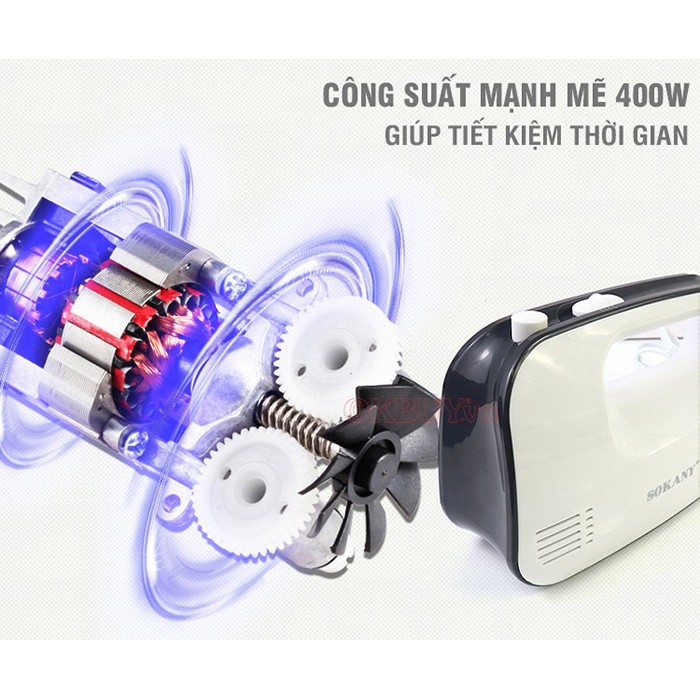 Máy đánh trứng cầm tay 3 tốc độ chính hãng Sokany CX-6618 - 400W